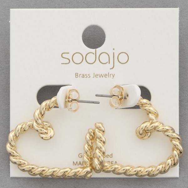 SODAJO HEART ROPE OPEN HOOP GOLD DIPPED EARRING