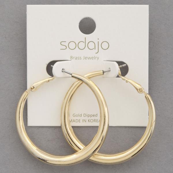 SODAJO METAL GOLD DIPPED HOOP EARRING