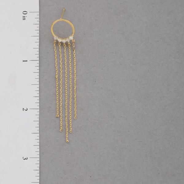 SODAJO CZ ROUND CHAIN DANGLE GOLD DIPPED EARRING