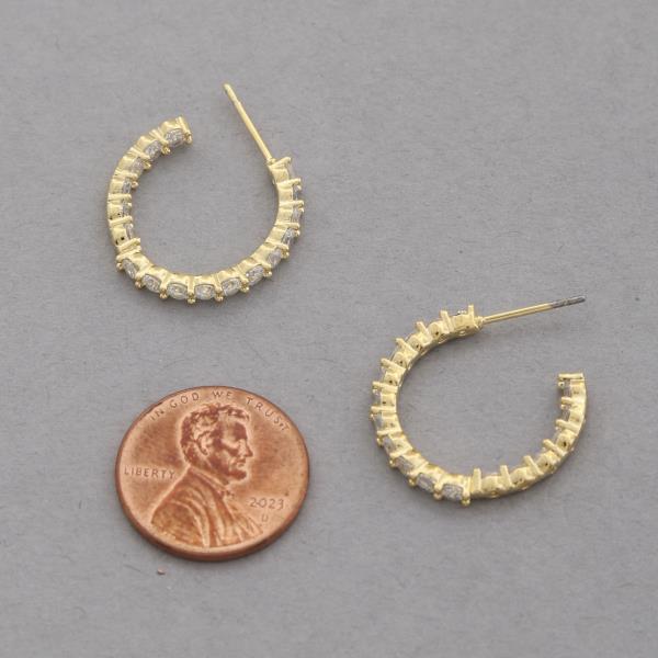 SODAJO CZ EDGE OPEN HOOP GOLD DIPPED EARRING