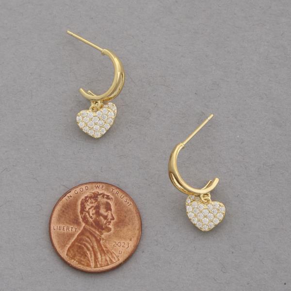 SODAJO DOUBLE HEART CZ GOLD DIPPED EARRING