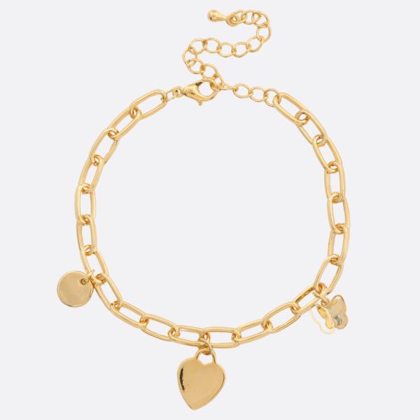 SODAJO HEART COIN STATION OVAL LINK GOLD DIPPED BRACELET