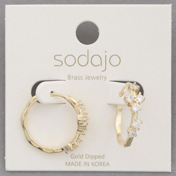 SODAJO CZ GOLD DIPPED HOOP EARRING