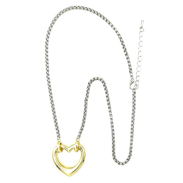 TWO TONE HEART PENDANT NECKLACE