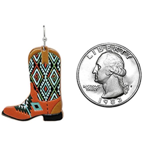 WESTERN TOOLED LEATHER WESTERN BOOTS DANGLE EARRING