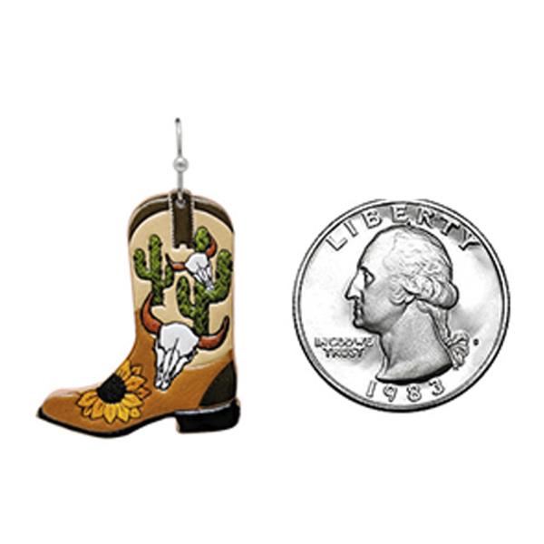 WESTERN TOOLED LEATHER WESTERN BOOTS DANGLE EARRING