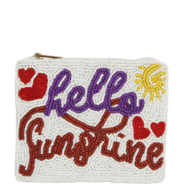 SEED BEAD HELLO SUNSHINE COIN PURSE BAG