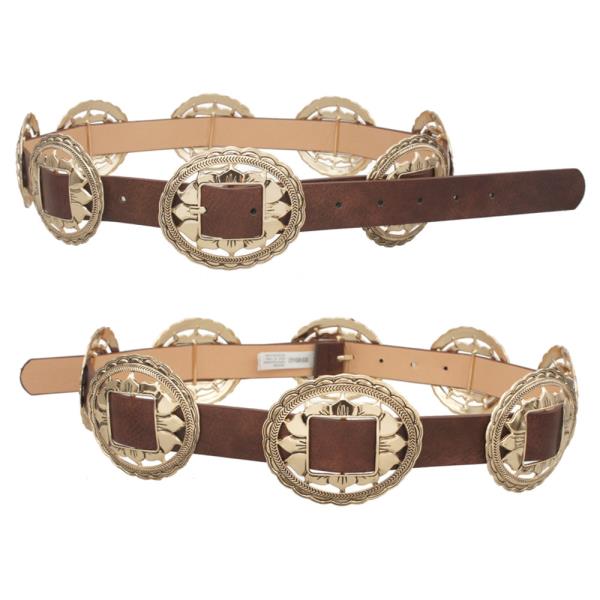 SUNFLOWER CONCHO LINK WASHED PU BELT