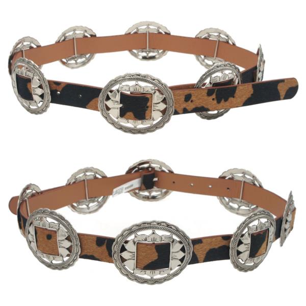SUNFLOWER CONCHO LINK COW HAIR PU BELT