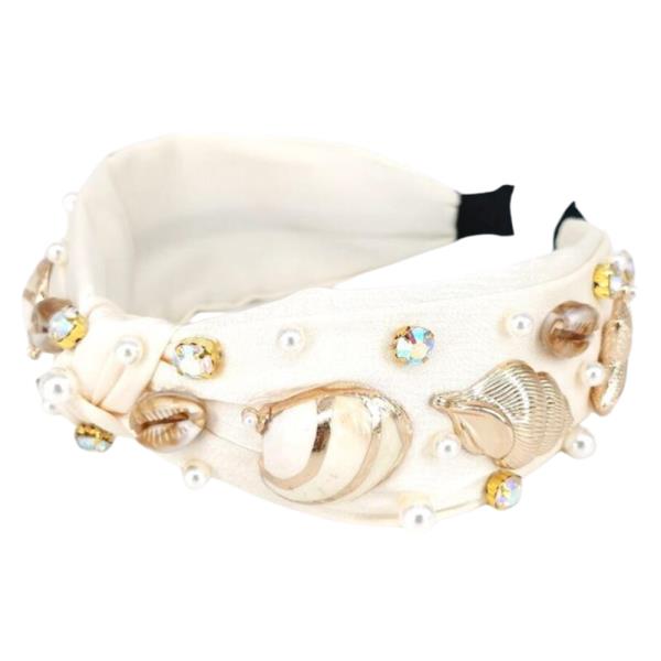 STONE PEARL SHELL MID KNOT HEADBAND