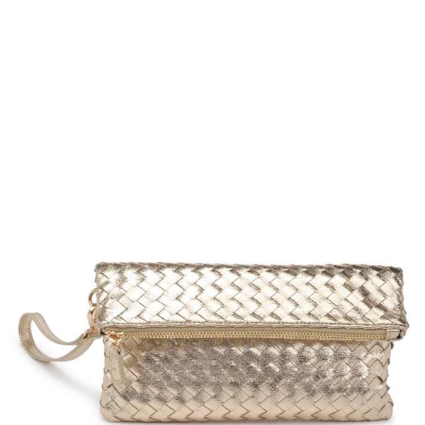 WOVEN FOLDOVER ARIA CLUTCH BAG