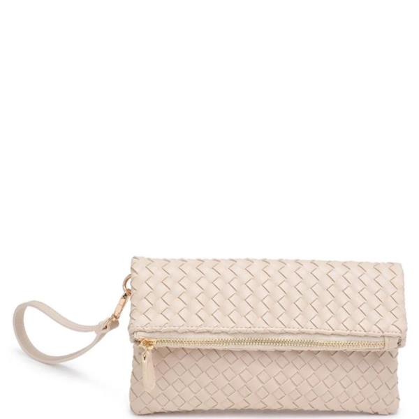 WOVEN FOLDOVER ARIA CLUTCH BAG