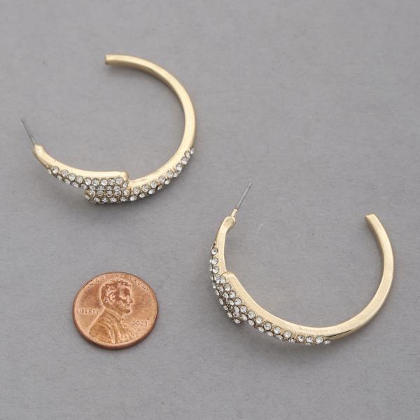 RHINESTONE EDGE OPEN HOOP EARRING