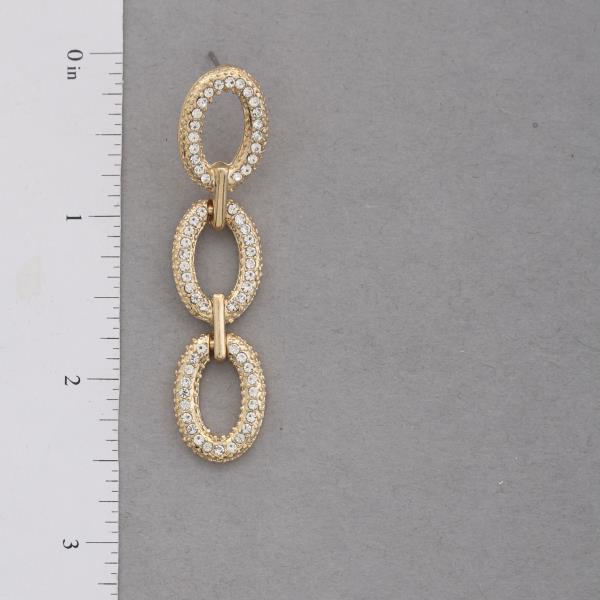 OVAL RHINESTONE LINK DANGLE EARRING