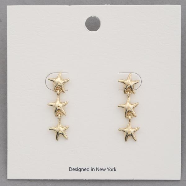 TRIPLE SEASTAR DANGLE EARRING