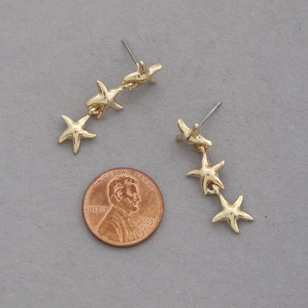 TRIPLE SEASTAR DANGLE EARRING