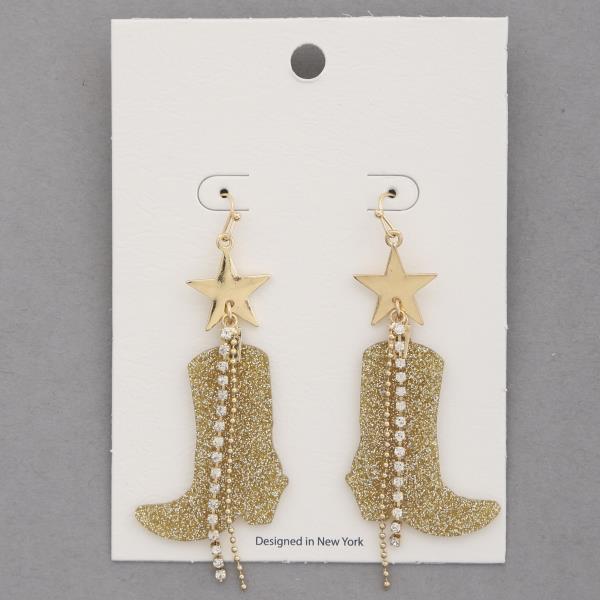 WESTERN STYLE BOOT STAR DANGLE EARRING