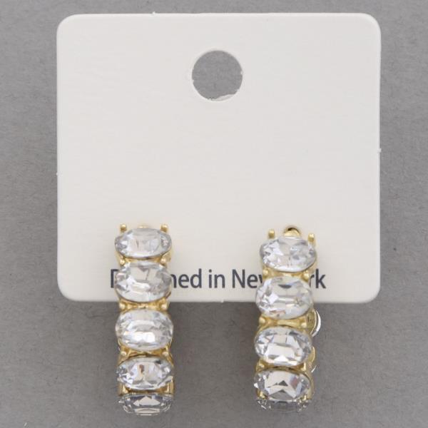 RHINESTONE EDGE OPEN HOOP EARRING