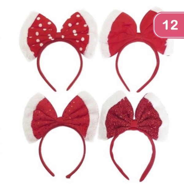 CHRISTMAS RIBBON HAIR HEADBAND (12 UNITS)