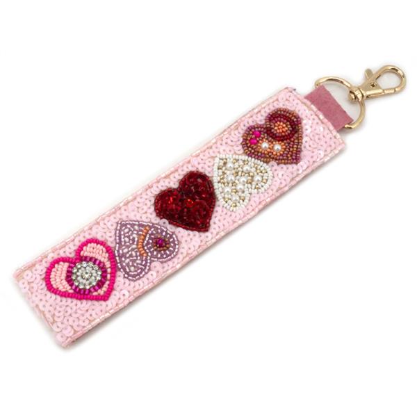 SEED BEAD HEART KEYCHAIN