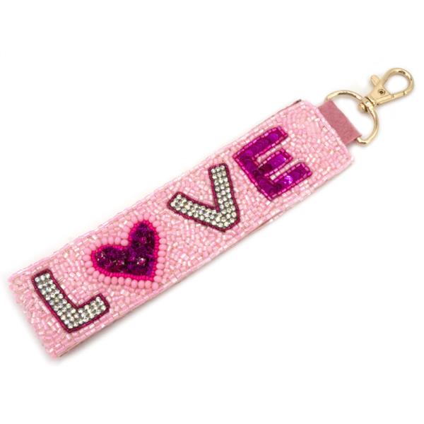 SEED BEAD LOVE KEYCHAIN