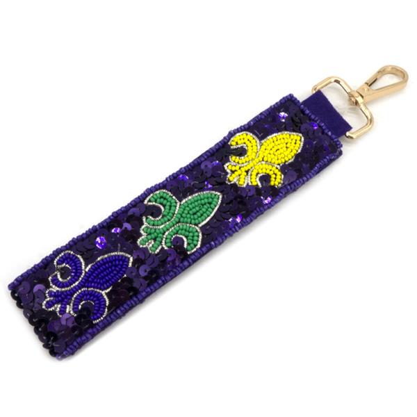 SEED BEAD FLEUR DE LIS KEYCHAIN