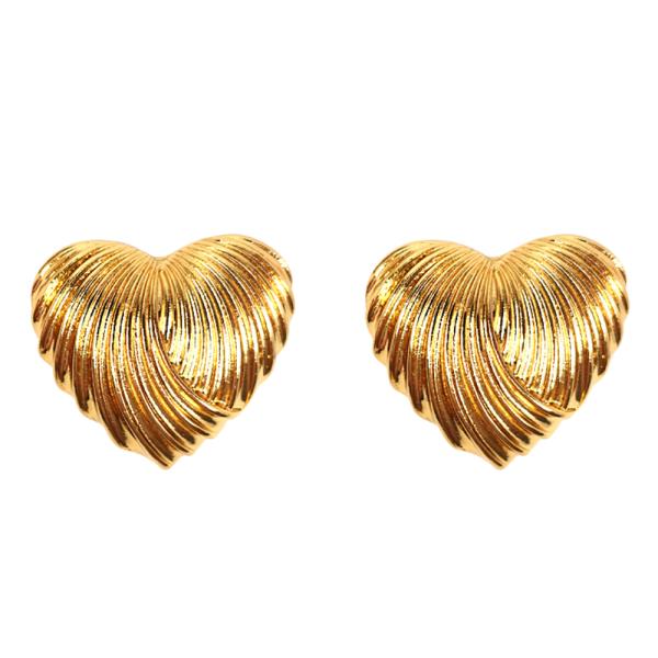 LINED HEART METAL EARRING