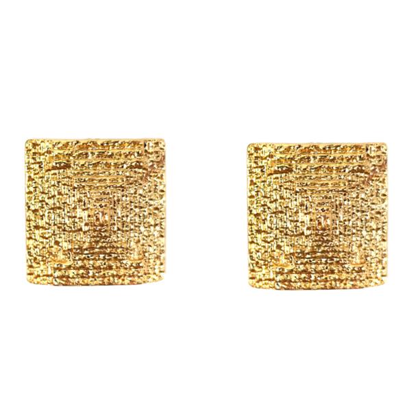 TEXTURED SQUARE METAL EARRING