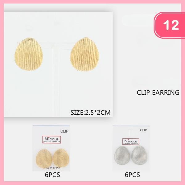 METAL OVAL POST EARRING (12 UNITS)