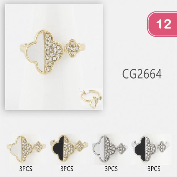 RHINESTONE CLOVER RING (12 UNITS)