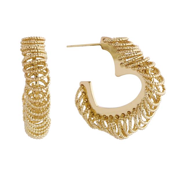 14K GOLD/WHITE GOLD DIPPED TWISTED RADIANCE HOOP EARRINGS