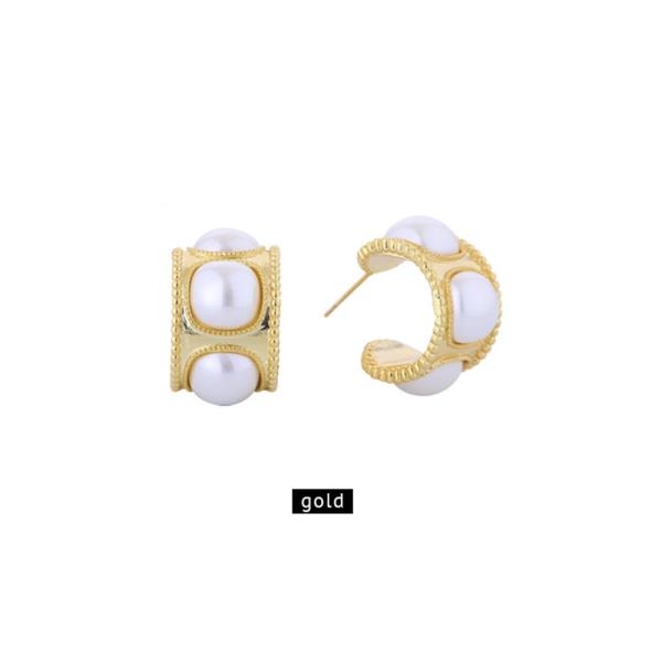 14K GOLD/WHITE GOLD DIPPED PEARL CAGE CZ EARRINGS