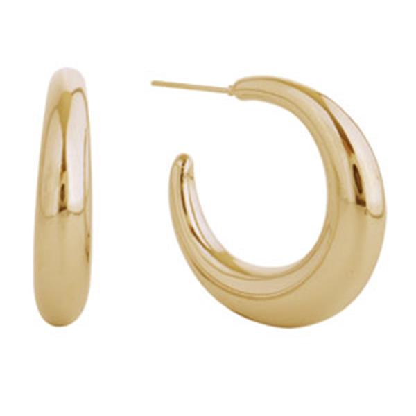 14K GOLD DIPPED/WHITE GOLD DIPPED CRESCENT HOOP EARRINGS