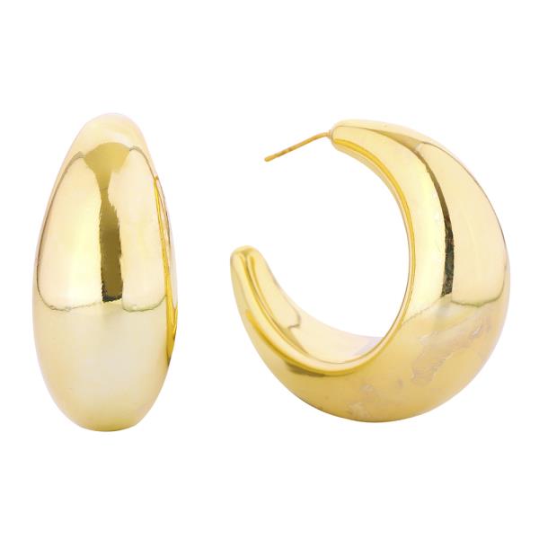 14K GOLD/WHITE GOLD DIPPED BOLD CRESCENT EARRINGS