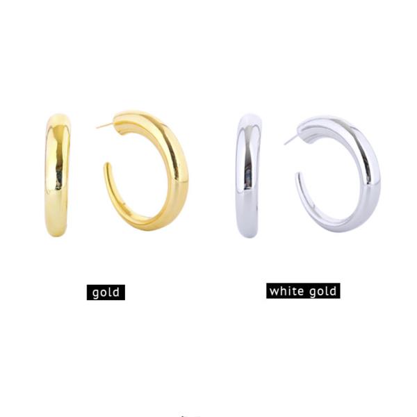 14K GOLD/WHITE GOLD DIPPED CLASSIC HOOP EARRINGS