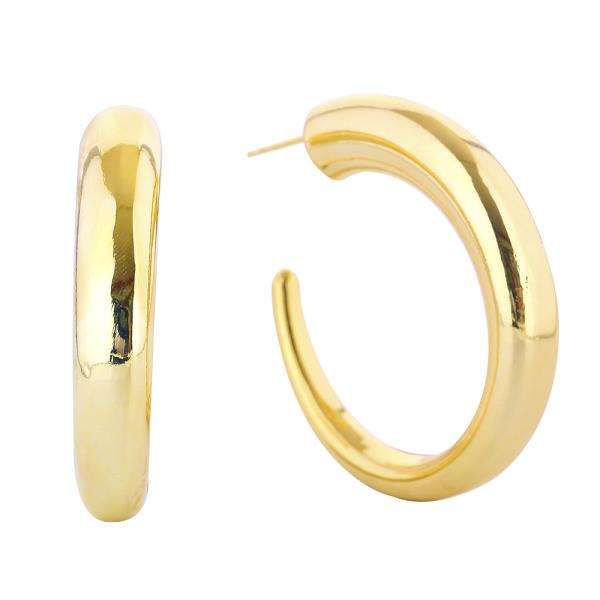 14K GOLD/WHITE GOLD DIPPED CLASSIC HOOP EARRINGS