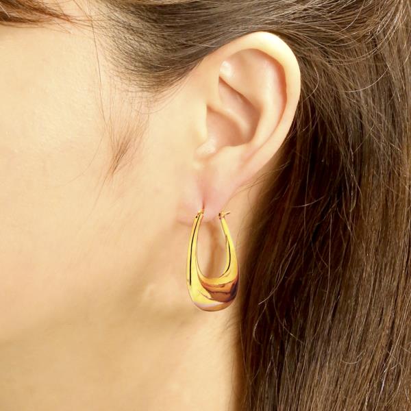 14K GOLD/WHITE GOLD DIPPED SCULPTED FLOW EARRINGS