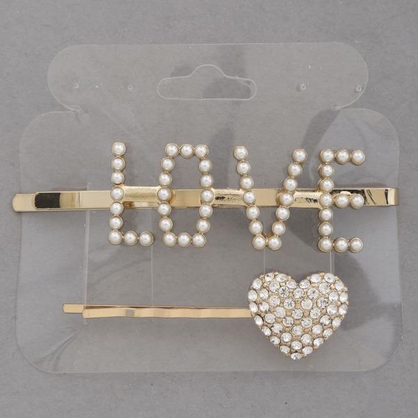 LOVE HEART HAIR PIN SET