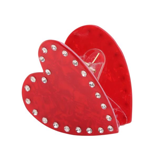 HEART SHAPE RHINESTONE CLAW HAIR CLIP