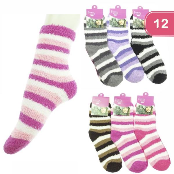 STRIPE WINTER COZY SOCKS (12 UNITS)