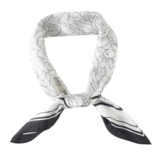 SILKY FLOWER BANDANA NECK SCARF