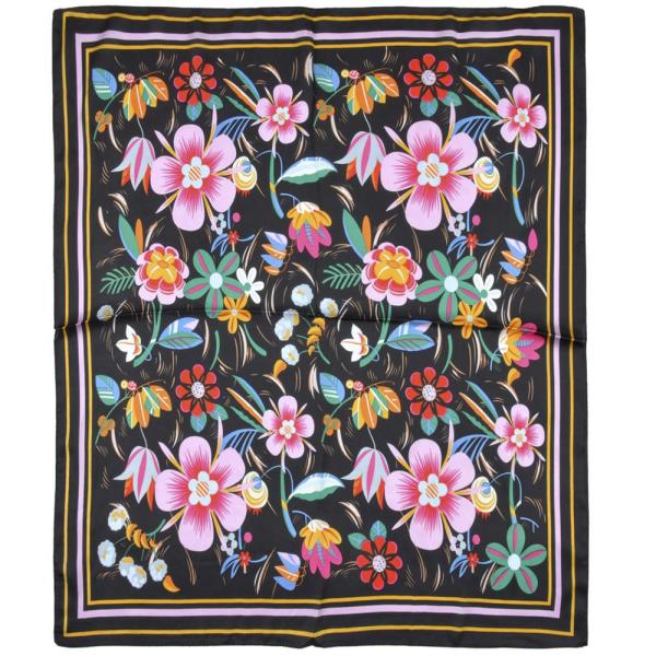 SILKY FLOWER BANDANA NECK SCARF