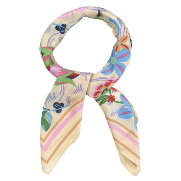 SILKY FLOWER BANDANA NECK SCARF