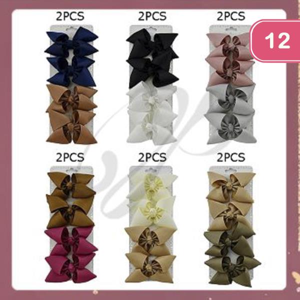 RIBBON HAIR BOW PIN SET (12 UNITS)