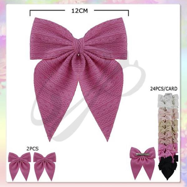 RIBBON HAIR BOW PIN (12 UNITS)