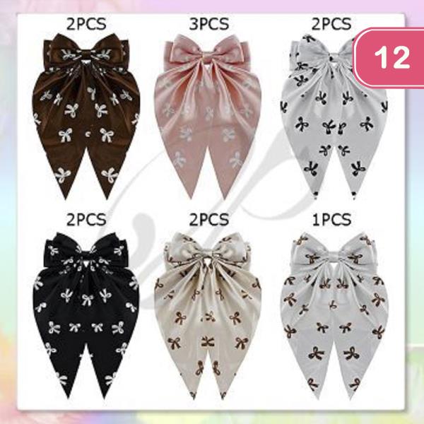 RIBBON HAIR BOW PIN (12 UNITS)