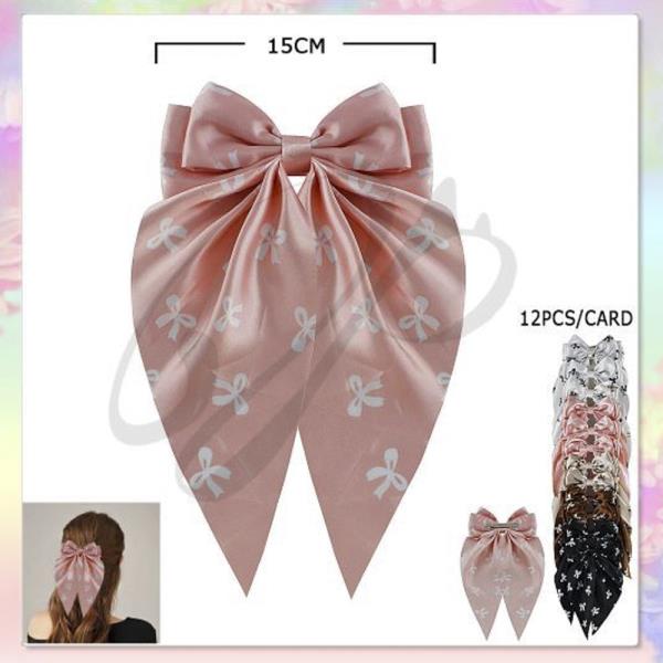 RIBBON HAIR BOW PIN (12 UNITS)