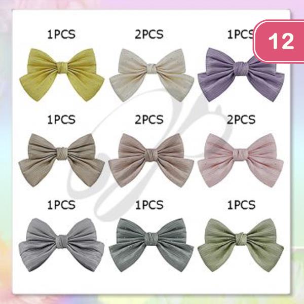 RIBBON HAIR BOW PIN (12 UNITS)