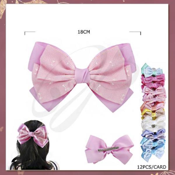 RIBBON HAIR BOW PIN (12 UNITS)