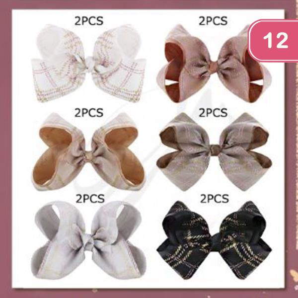 RIBBON HAIR BOW PIN (12 UNITS)